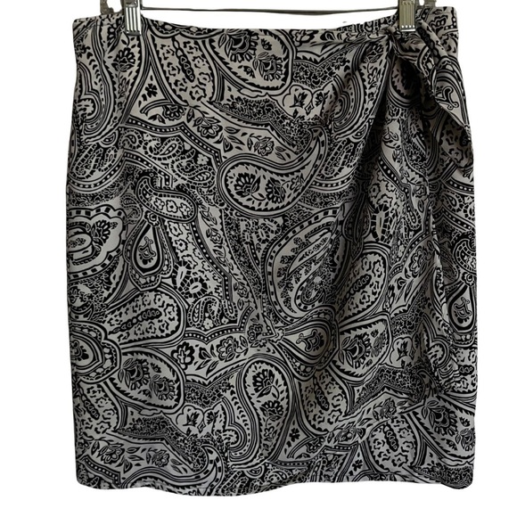 Talbots Dresses & Skirts - Talbots Silk Paisley Black and White Sarong Style Skirt Size 14